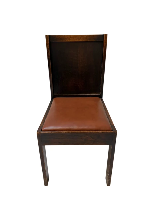 Art Deco Modernist Side Chair with Leather Seat, 1930s